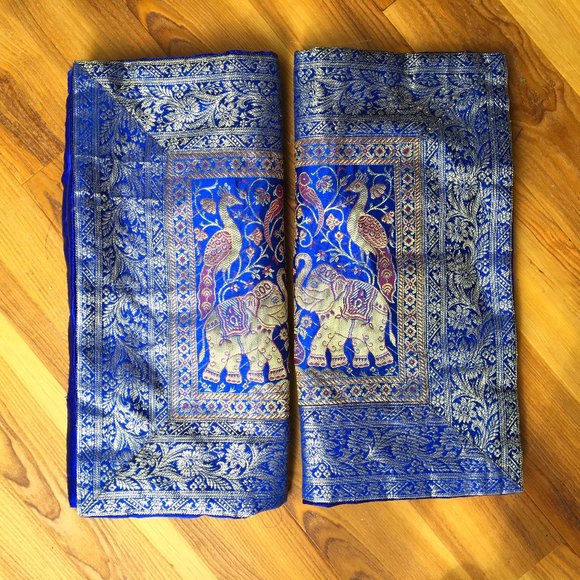 Other - 2  Blue/Gold Elephant Cushion Pillow Cover 3003